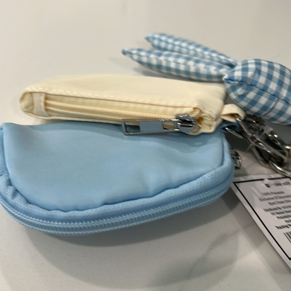 🎀Cute Blue Bow Double Wristlet Coin purse Keychain - Picture 13 of 16